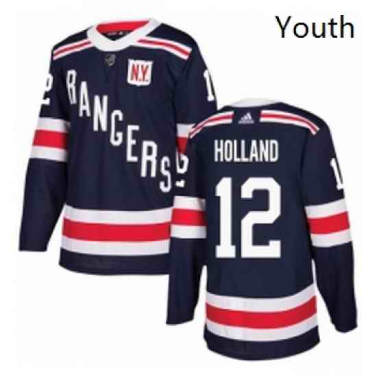 Youth Adidas New York Rangers 12 Peter Holland Authentic Navy Blue 2018 Winter Classic NHL Jersey